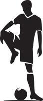 Soccer player pose vector icon in flat style black color silhouette, white background 12