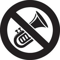 Do not use horn icon vector silhouette, black color, stop horn, white background 17