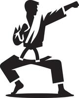 minimal karate fighting vector icon in flat style black color silhouette, white background 10