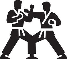 minimal karate fighting vector icon in flat style black color silhouette, white background 15