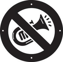 Do not use horn icon vector silhouette, black color, stop horn, white background 3