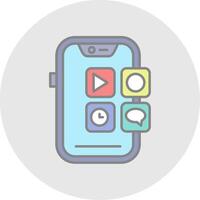 Mobile application Line Filled Light Circle Icon vector