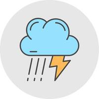 Thunder strom Line Filled Light Circle Icon vector