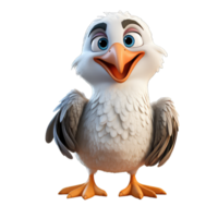 AI generated 3D Albatross cartoon character PNG white background