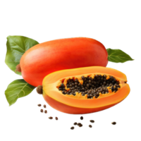 ai generado papaya en transparente antecedentes png