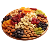 AI generated Assorted nuts in the form of a circle  peanuts, almonds, hazelnuts, pine nuts, cashews, walnuts, pistachio  isolated against the Transparent background. PNG