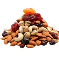 AI generated Frame of different kinds of nuts. Cashew, hazelnut, almond, walnut, cedar. transparent background png