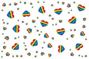 multicolored hearts pattern on white background vector