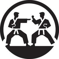 minimal karate fighting vector icon in flat style black color silhouette, white background 7