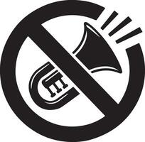 Do not use horn icon vector silhouette, black color, stop horn, white background 9