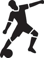 Soccer player pose vector icon in flat style black color silhouette, white background 26