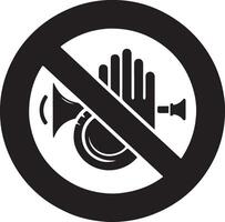 Do not use horn icon vector silhouette, black color, stop horn, white background 4