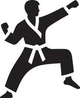 minimal karate fighting vector icon in flat style black color silhouette, white background 5