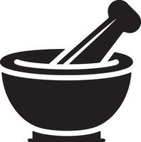 minimal Mortar and pestle icon symbol, flat illustration, white background 23 vector