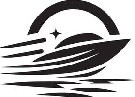 minimal speed boat vector logo concept icon, clipart, symbol, black color silhouette 2
