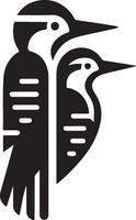 Woodpeckers bird logo concept, black color silhouette,  white background 10 vector