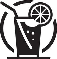 limón bebida vaso icono, símbolo, clipart, negro color silueta, blanco antecedentes 7 7 vector