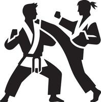 minimal karate fighting vector icon in flat style black color silhouette, white background 17