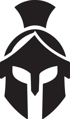 minimal Spartan helmet vector black color silhouette, white background 3
