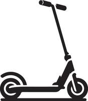 minimal Two wheeled Kick scooter vector black color silhouette, white background 17