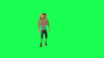 3d zombie geïsoleerd groen scherm dansen salsa terug hoek video