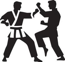 minimal karate fighting vector icon in flat style black color silhouette, white background 11