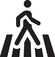 minimal Crosswalk icon vector, a man cross the road white background 2 vector