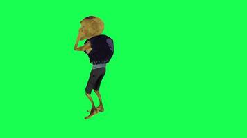 Green screen isolated 3d zombie running and hitting somewhere right angle video