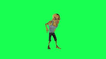 Green screen 3D animated zombie dancing hip-hop from front angle video