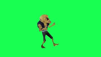 Green screen isolated cute 3d zombie playing guitar left angle video