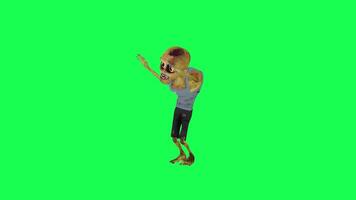 Green screen 3D animated zombie dancing professional hip hop from right angle video