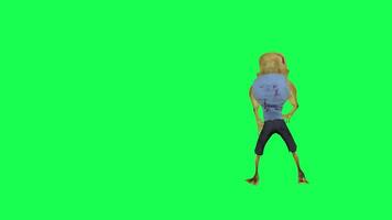 Kind zombie 3d isolated green screen dancing robot hip hop back angle video