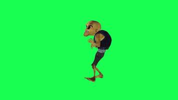 Green screen isolated cute 3d zombie playing guitar right angle video