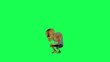 3d assustador zumbi dançando verde tela certo ângulo video