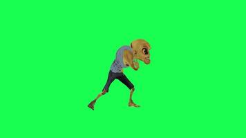 Cartoon zombie dancing capoeira green screen isolated left angle video