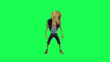 Isolated 3D zombie on green screen shooting with gun front angle video