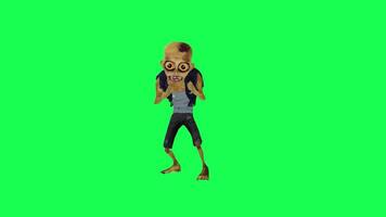 3d zombie isolated green screen fighting front angle video