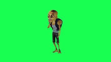 3d zombie isolated green screen talking with cellphone front angle video