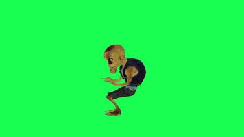 Green screen isolated 3d kind zombie playing piano right angle video