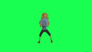 3D animated zombie doing chicken dance green screen back angle video