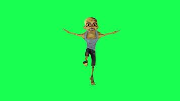 verde pantalla 3d animado zombi bailando frente ángulo jazz video