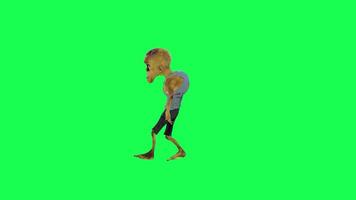 Green screen 3D animated zombie dancing hip hop and break dancing from the right video