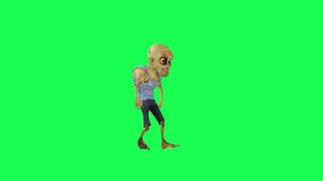 Green screen 3D animated zombie dancing hip hop and break dancing from the left video
