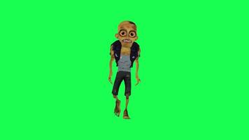 Green screen isolated 3d zombie walking and talking right angle video