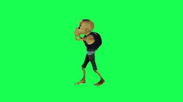 Isolated 3d zombie green screen dancing tut hip hop front angle video