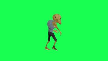 3d zombie isolated green screen dancing salsa right angle video