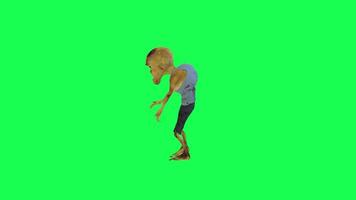 gentil zombi 3d isolé vert écran dansant robot hanche saut droite angle video