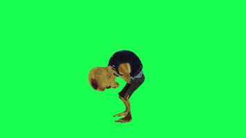 3d zombie isolated green screen gets headache right angle video