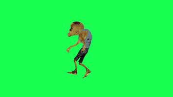 Cartoon zombie break dance green screen isolated right angle video