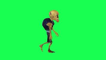 Cute 3D rendered zombie walking left angle green screen video